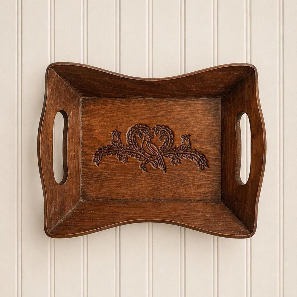 Vintage Wood Dove Serving Tray